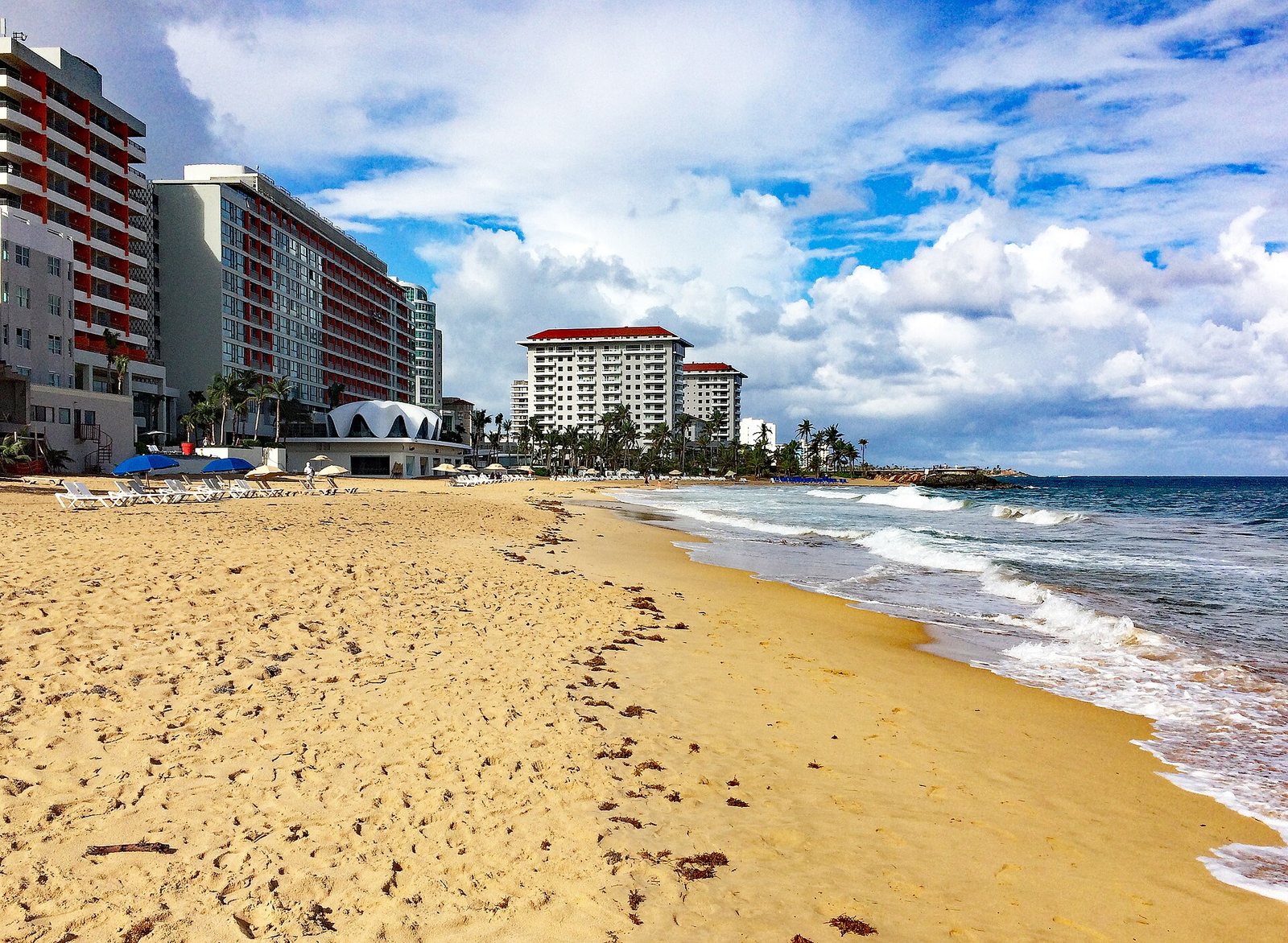 Condado Beach in San Juan with high-rise hotels along the sand